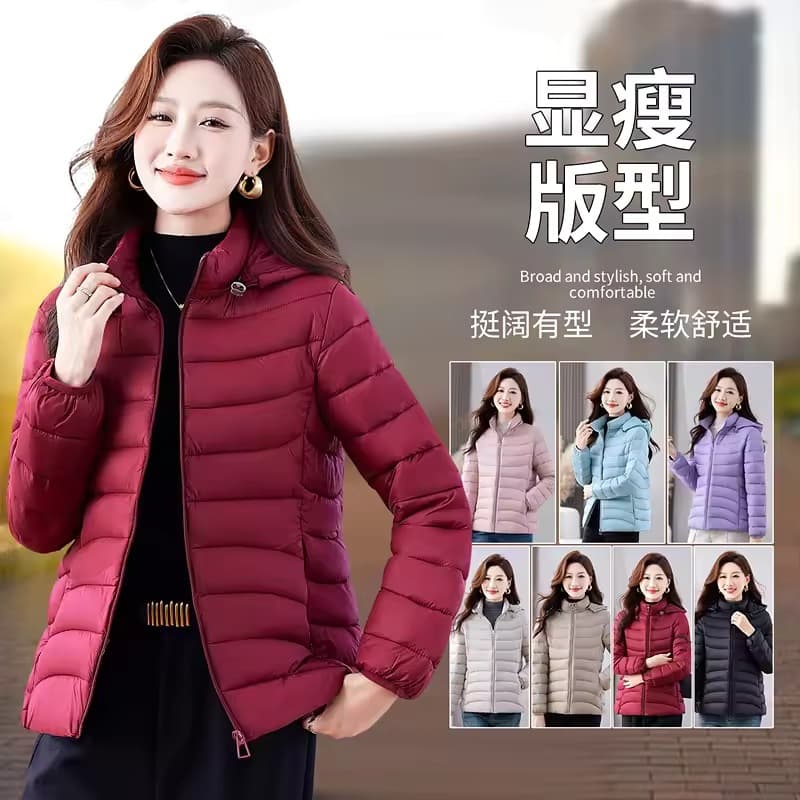 Fashion warm cotton coat women 2025 new autumn winter lightweight down cotton coat ladies short slim fit cotton-padded