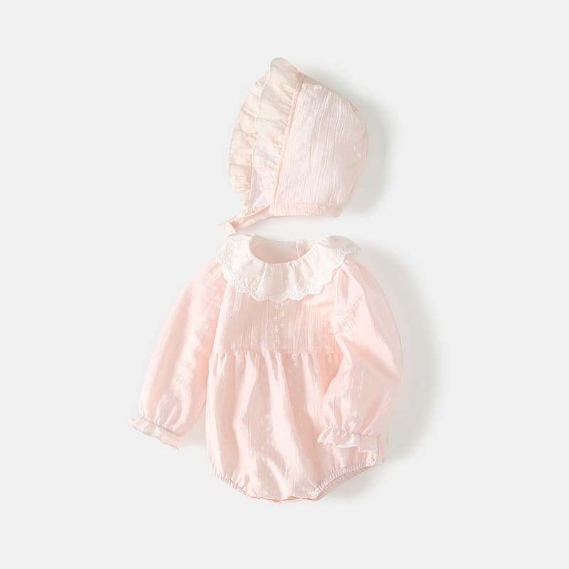 Baby clothes, autumn style, lace collar, long-sleeved harem clothes, baby girl's one-month-old princess-style fart clothes, autumn