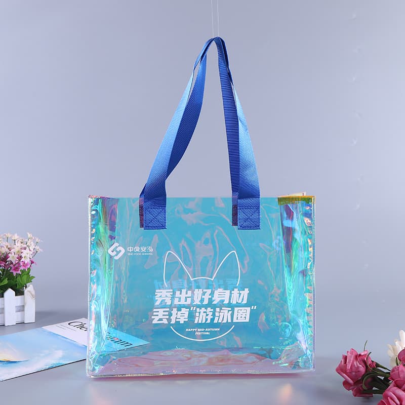 PVC laser Tote Bag Magic color Net red tote bag TPU gift plastic packaging tote bag advertising bag