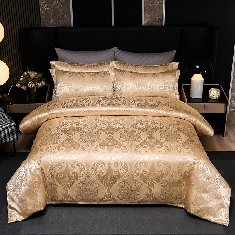 High-end European-style satin jacquard four-piece set with thickened fabric hanging edge sheets for bed and breakfast and hotel double foreign trade bedding
