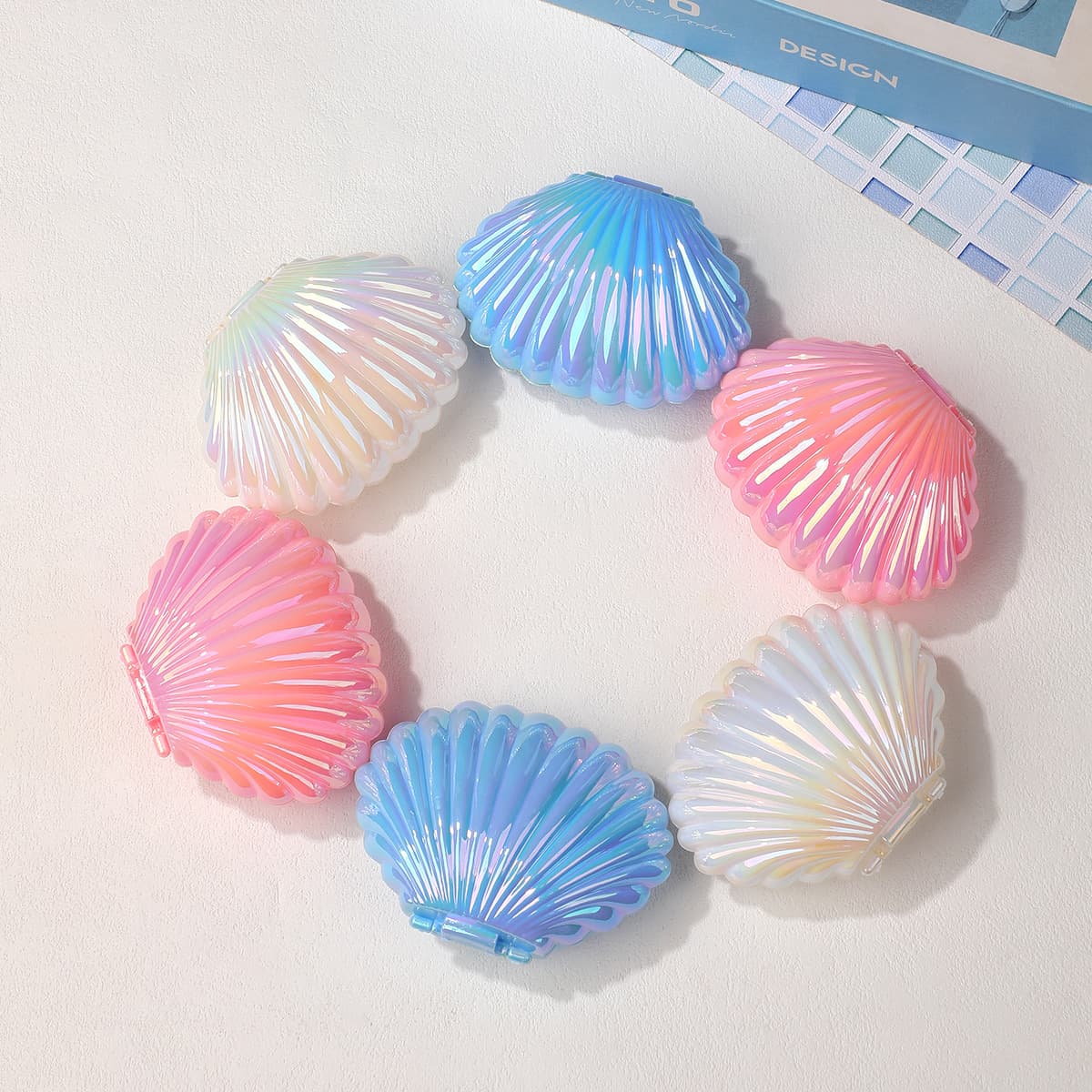 Symphony shell jewelry box girl heart portable flip storage box earrings ring trinket packaging box candy box