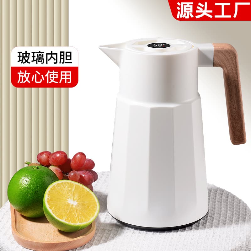Large-capacity thermos kettle push-type coffee pot office thermos kettle thermos kettle household glass liner thermos kettle
