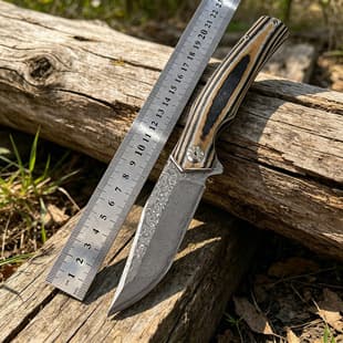 Damascus VG10 Steel Outdoor Knife Self-Defense Small Knife Portable Folding Knife Pocket Clip Two-Tone G10 Handle Folding Knife