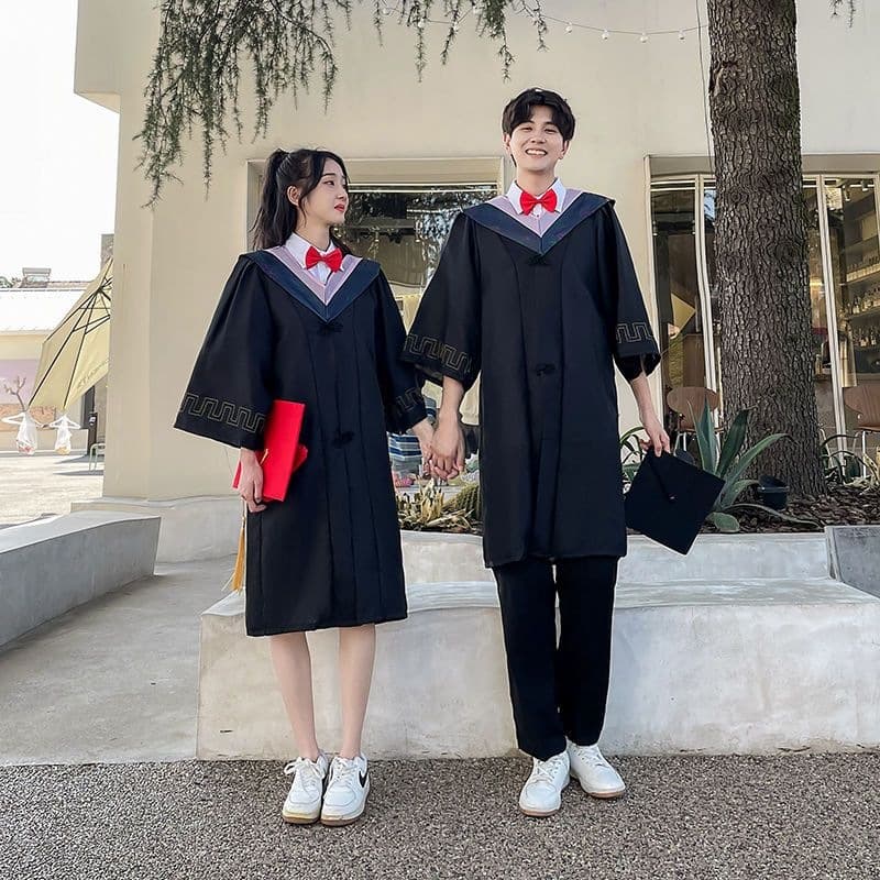 Graduation Gown Set Academic Cap Gown Stole Hood College Bachelor Degree Ceremony Attire