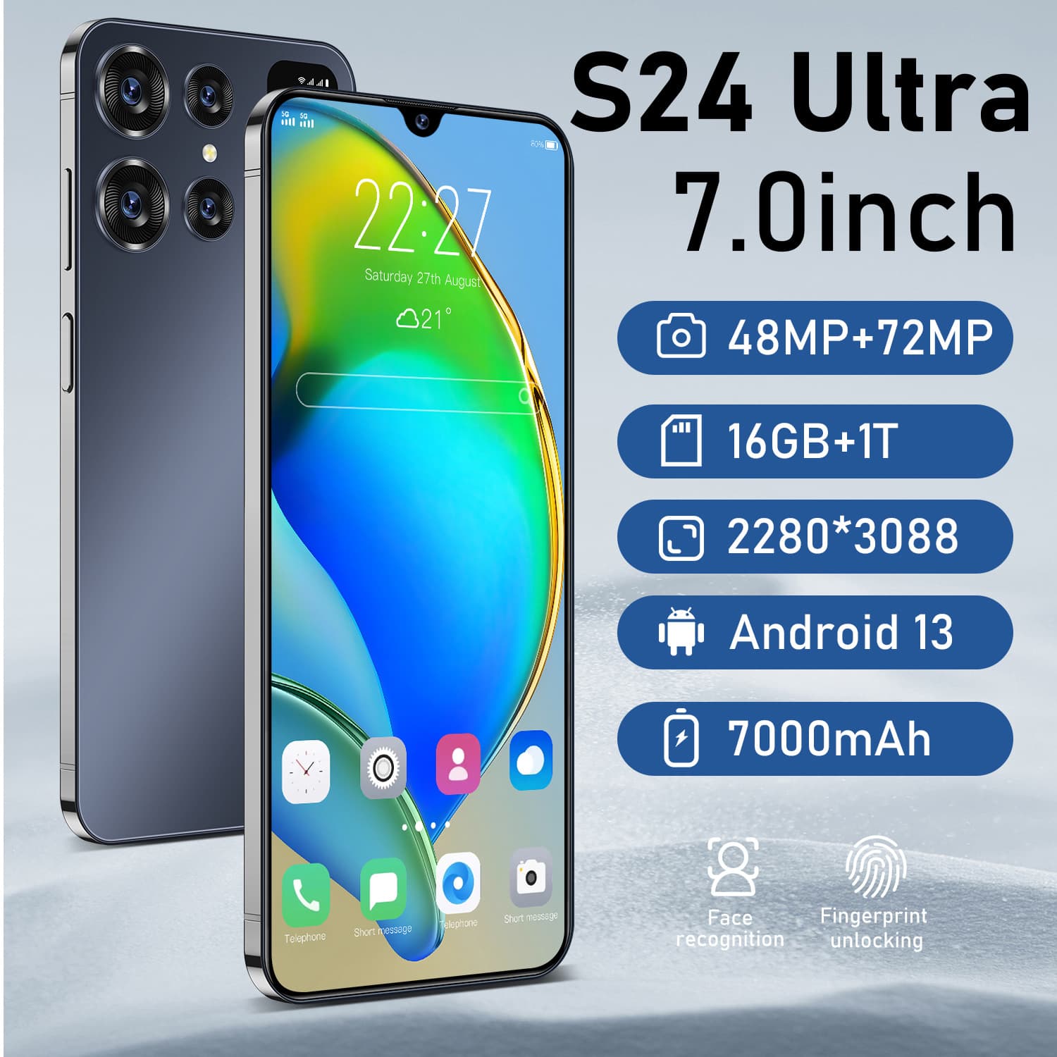 New spot S24 Ultra cross-border global version 2+16 high-end 7.0 large screen smartphone TK/Temu