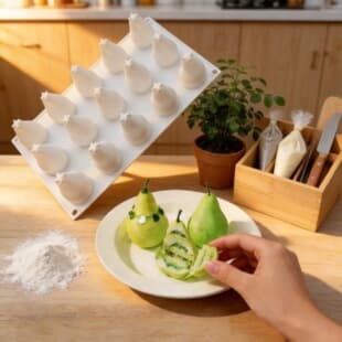 15-Connected 3D Pear Jelly Mousse Cake Mold Small Gourd Ice Cream Pudding Silicone Mold Baking Fondant Mold