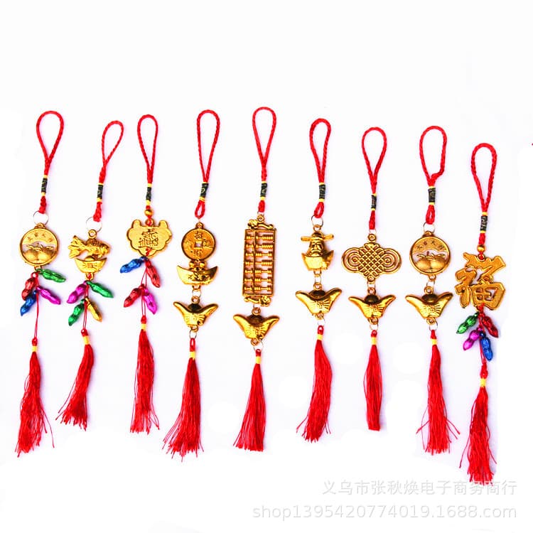 Popular golden plant bonsai decoration Pisces small pendant copper coins peanut ingot money bag wedding supplies wholesale