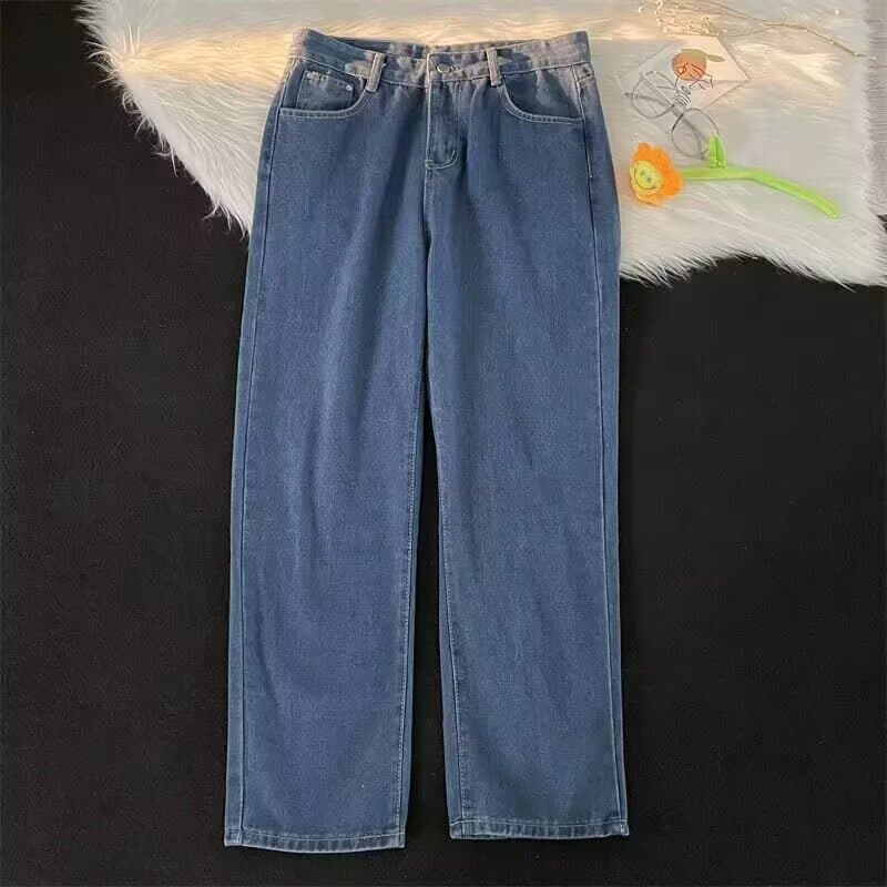 [Exclusively for cross-border foreign trade] Straight-leg loose jeans for men, spring and autumn trendy high street versatile casual wide-leg trousers