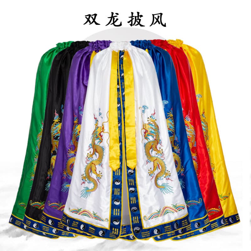 Double Dragon Cloak Wutai Mountain Five Master Zhang Tianshi Guan Gong Dragon King Master Bagua Voucher Embroidered Cloak Cape Dragon Robe