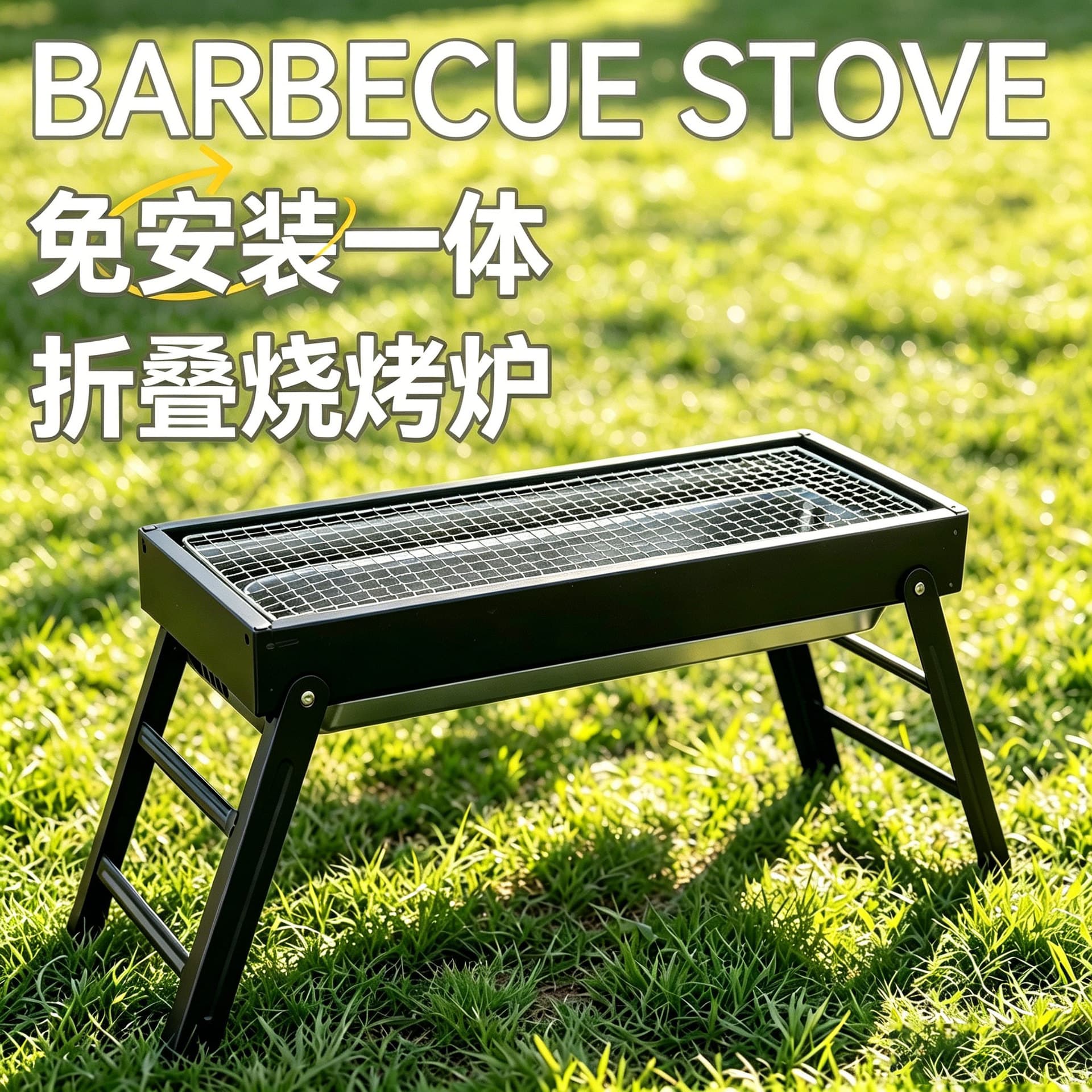 Folding BBQ Grill Thickened Portable Outdoor Barbecue Grill Home Use No Assembly Required Small Handheld Charcoal Grill