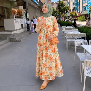 M392 Cross-Border New Women's Robe Plus Size Loose Lantern Sleeve Dress Print Long Skirt Drop Shipping