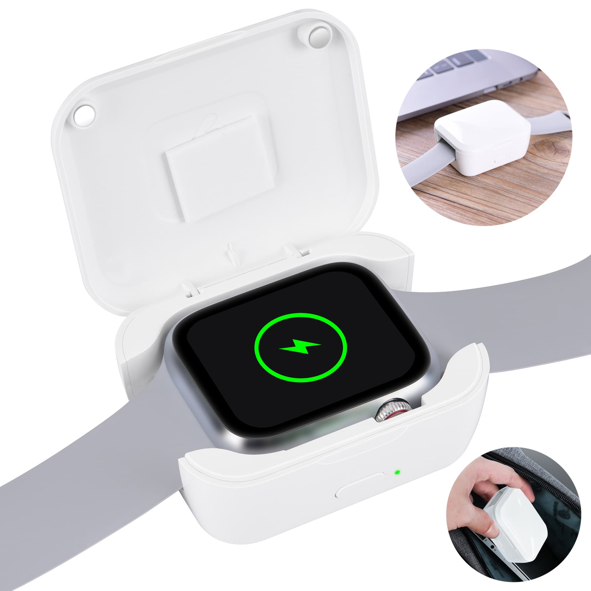 Wireless Charging Case for Apple Watch iWatch Series 1-10 SE Emergency Power Bank 750mAh Outdoor