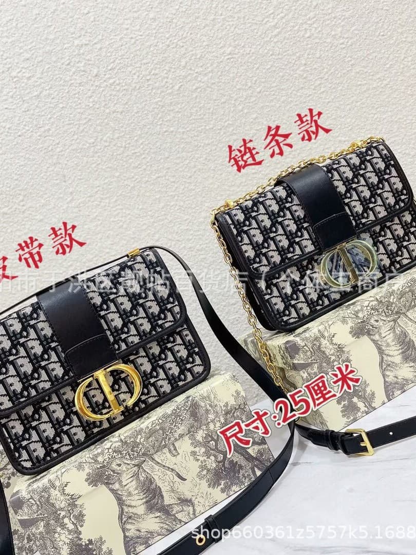 2024 New Genuine Leather Women's Bag Trendy High-End Canvas Montaigne Shoulder Crossbody Chain Monogram Saddle Bag