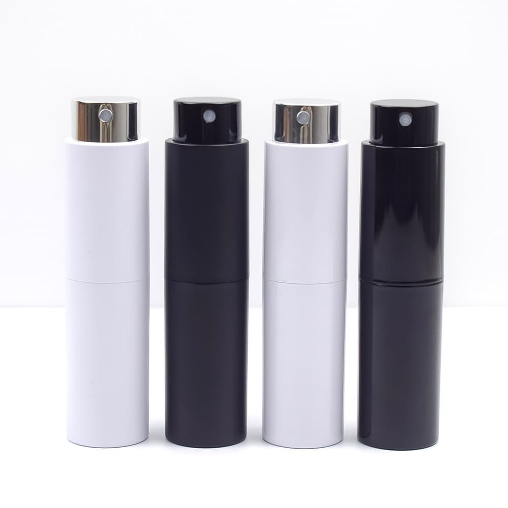 5ml 2-Section Rotating Perfume Refill Bottle, Travel Portable Fine Mist Spray Bottle with Glass Inner Liner, Leak-Proof Refillable Empty Bottle