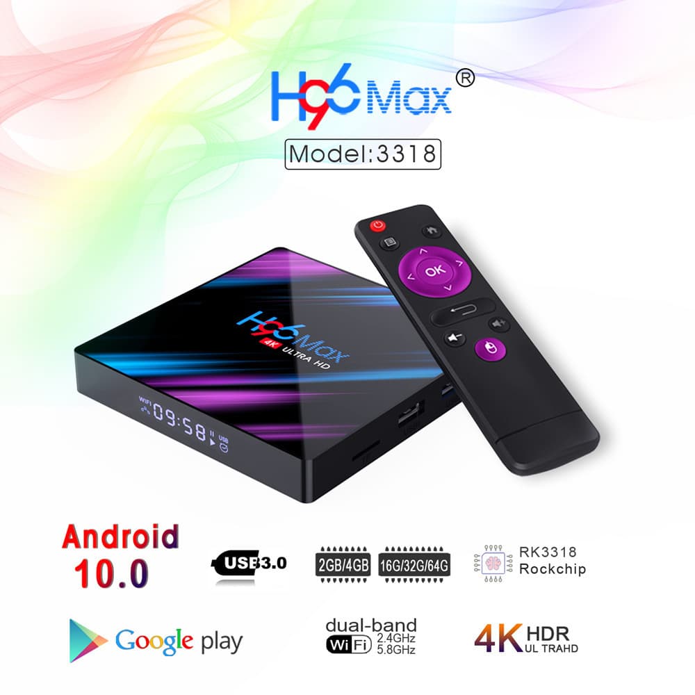 H96MAX-3318 Android 10 TV Box Smart Player TV BOX 4G/64G WiFi Bluetooth