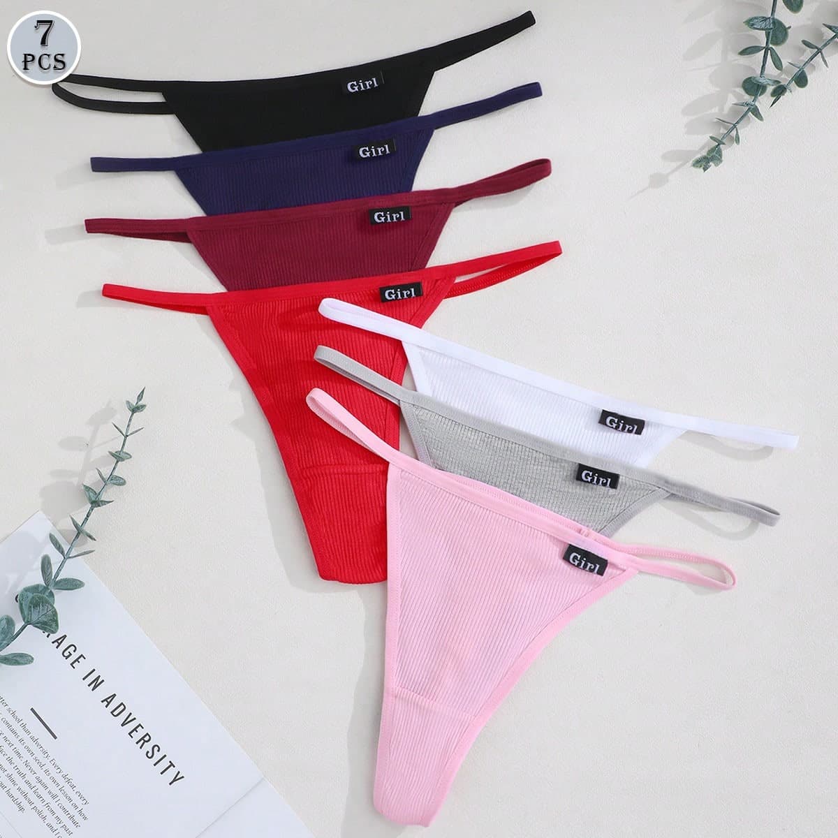 Cross-Border Bestseller Sexy Girl Thin Strap Thong Women Low Waist Seamless Cotton Breathable Bikini Bright Color Panties