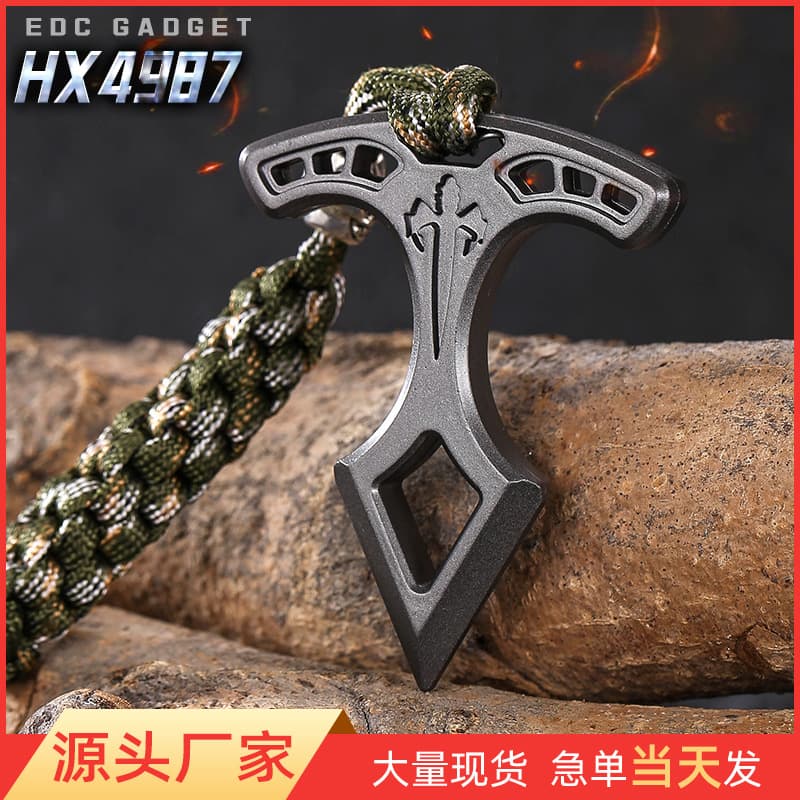 Cross-border hot-selling spot alloy brass knuckles, single-finger outdoor self-defense equipment, mini window breaker hammer, outdoor survival and self-defense.