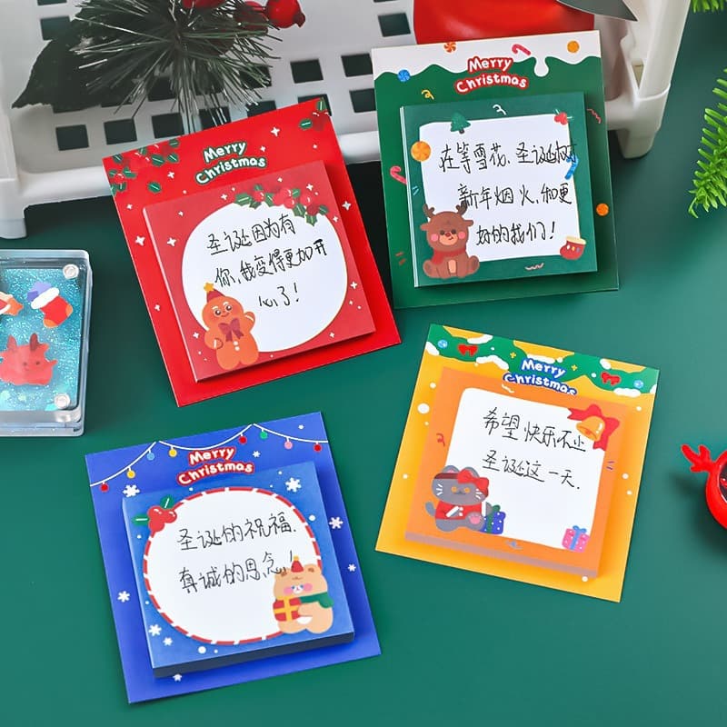 Cross-border Cartoon Christmas Sticky Notes Learning Stationery Memo Notes Post-it Notes Christmas Small Gift Sticky Notes