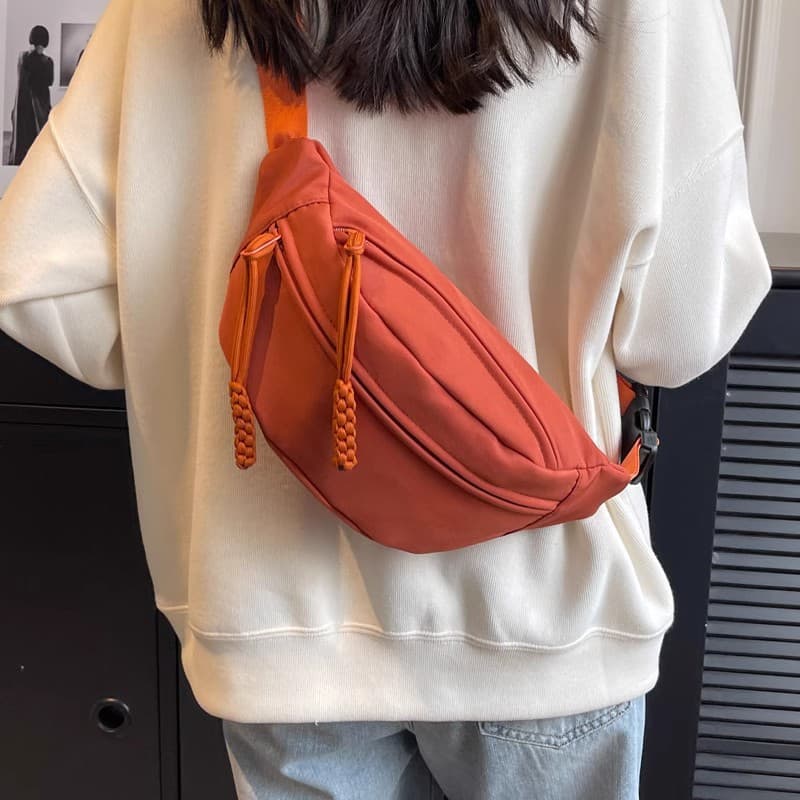 Simple New Style Women's Chest Bag, Large Capacity Lightweight Versatile Single Shoulder Crossbody Bag, Nylon Solid Color Casual Sporty Waist Pack