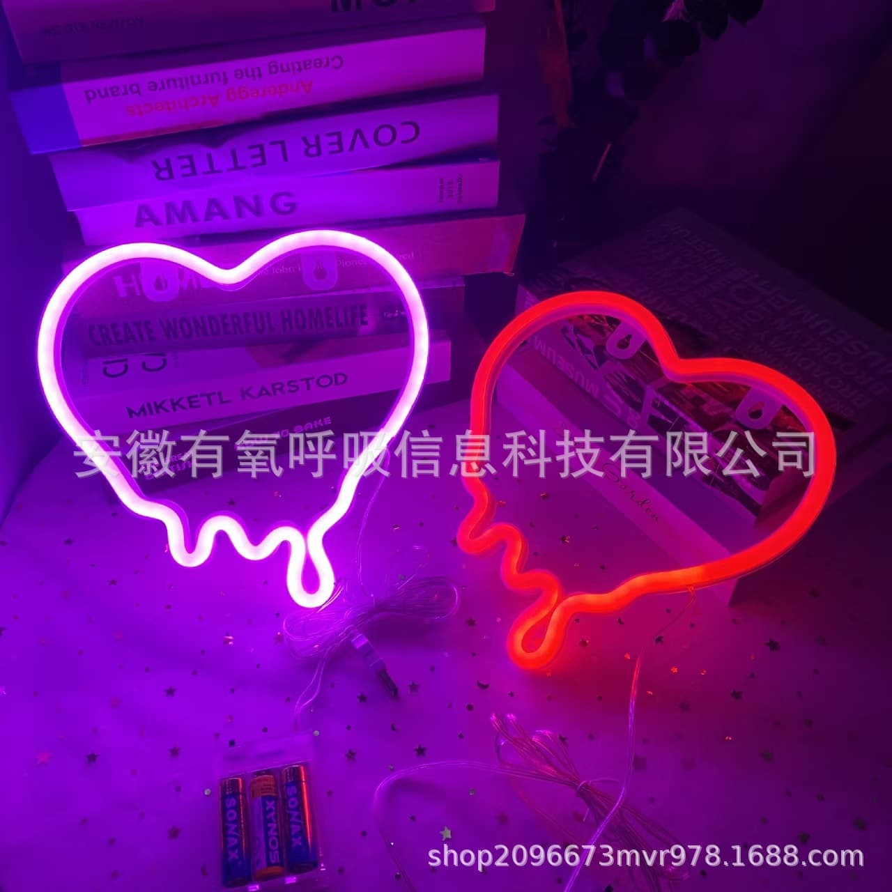 Cross-border Instagram style neon decorative light, heart-shaped wings, eggplant LED neon decorative light, USB illuminated letter light