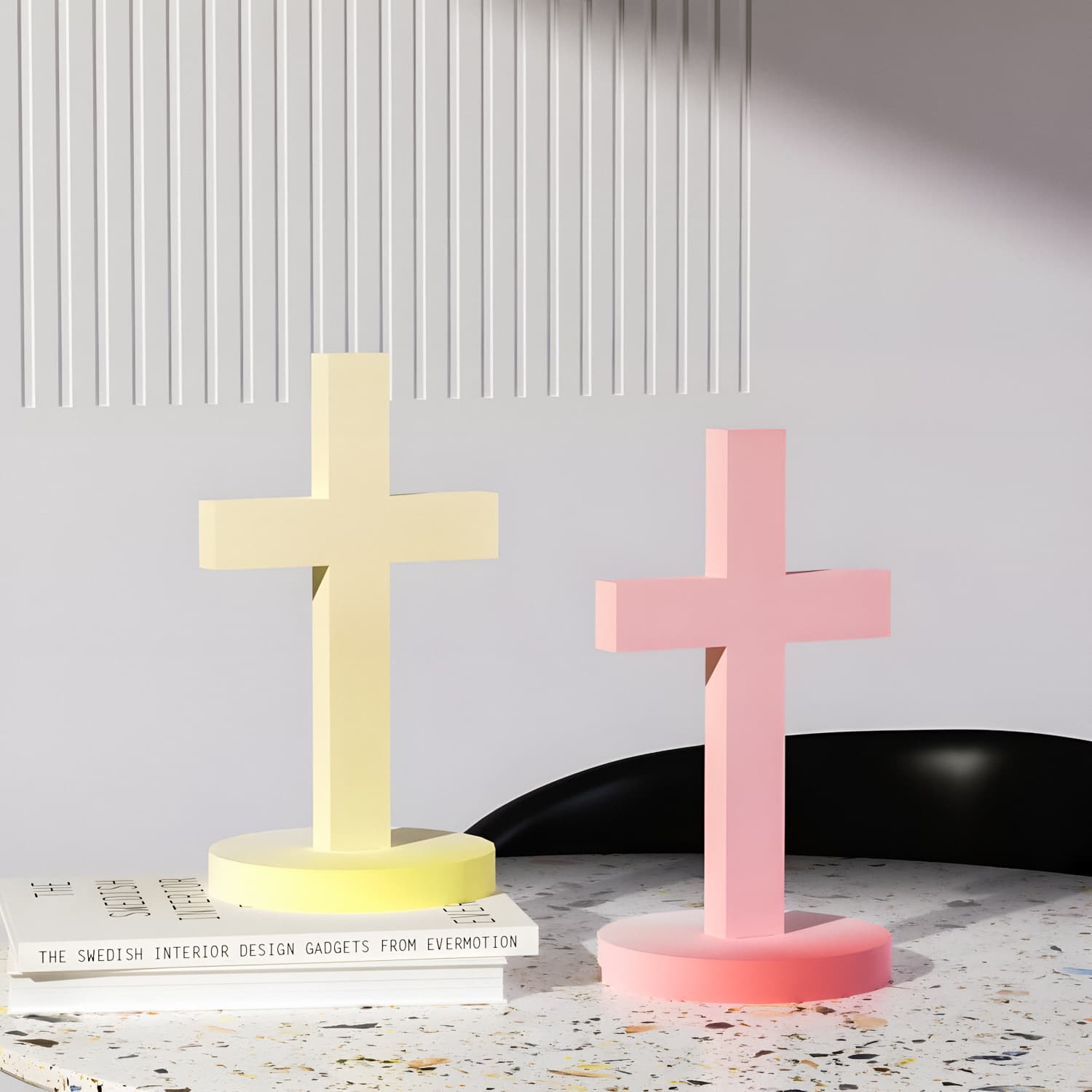 Caifu DIY Epoxy Resin Mold Cross Desktop Ornament Silicone Mold Simulated Church Decoration Ornament
