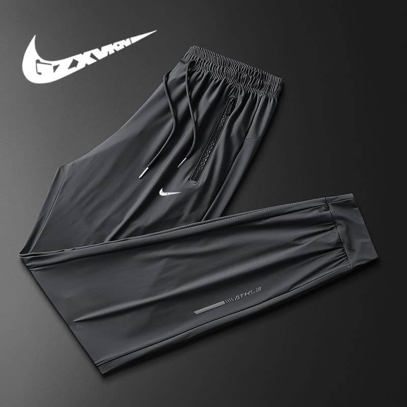 Men's 2024 Summer New Outdoor Sports Casual Pants, Breathable Fashion Ice Silk Pants, Thin Stretch Quick-Dry Pants