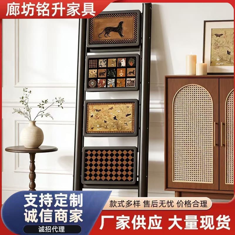 Medieval style printed ladder household portable folding ladder indoor climbing staircase flower stand ladder herringbone ladder ladder