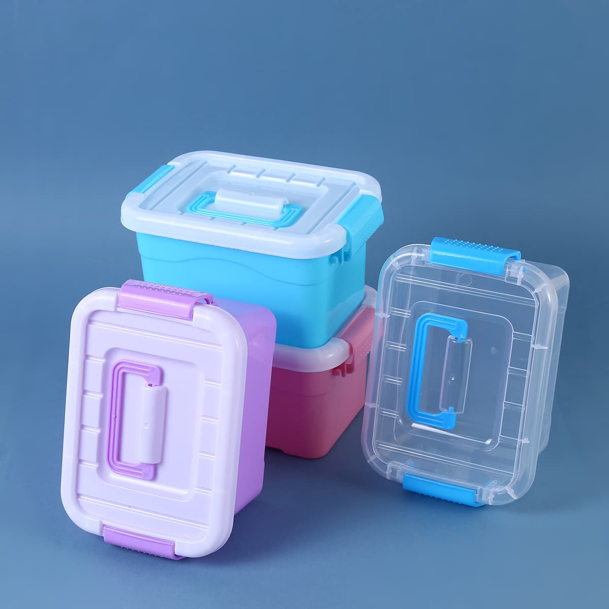 Transparent plastic large/medium/small suitcase for laundry pods, toy blocks storage, stationery and material organization