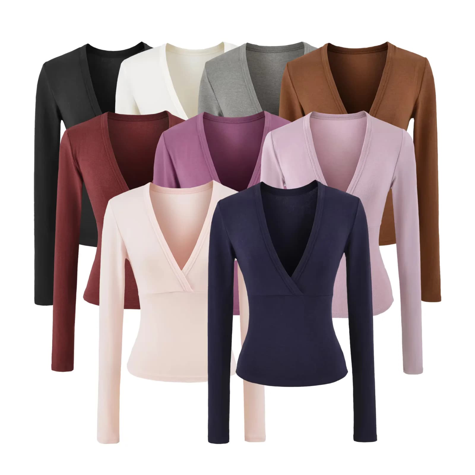 Trendy Design T-Shirt for Women, New Slim-Fit Versatile V-Neck Stylish Long-Sleeve or Short-Sleeve Top