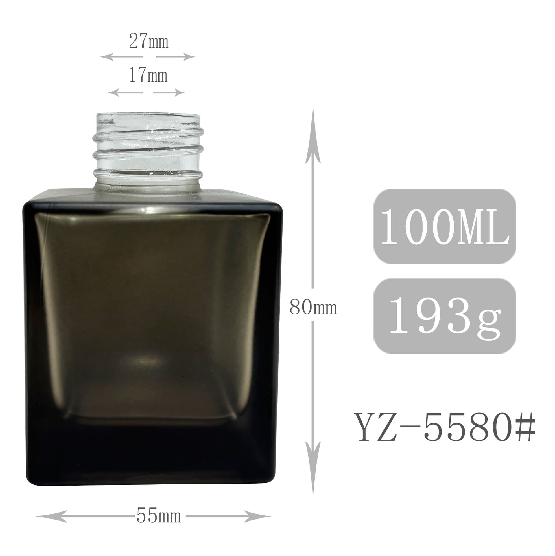 New Color Wholesale 100ML Green Brown Black Yellow Matte Classic Square Aromatherapy Glass Bottle, Reed Diffuser Bottle