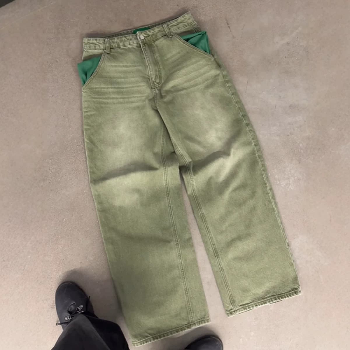 4tothe9 Matcha Denim Straight Loose Baggy Jeans Export Long Pants