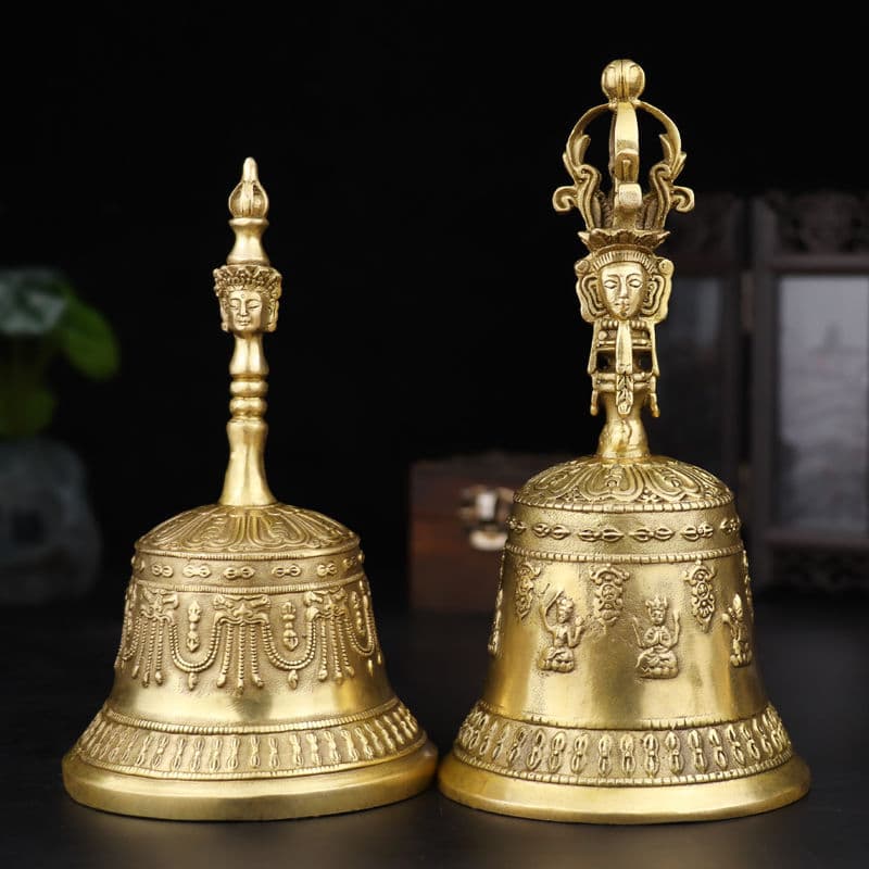 Pure copper hand-cranked bell, brass ground clock, ritual bell, hand-cranked bell