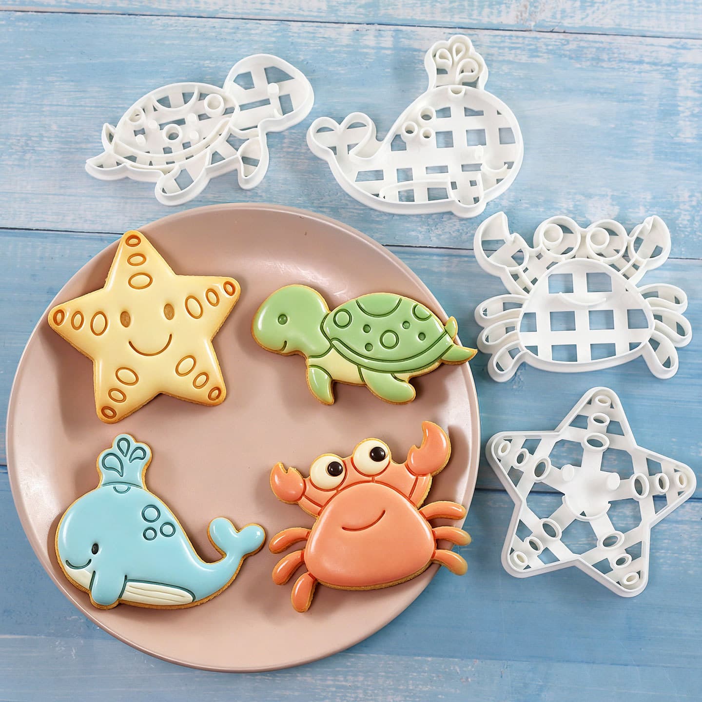 Ocean Animal Cookie Mold Cartoon Turtle Starfish Stamp Embossing Tool Biscuit Cutter Baking Mold