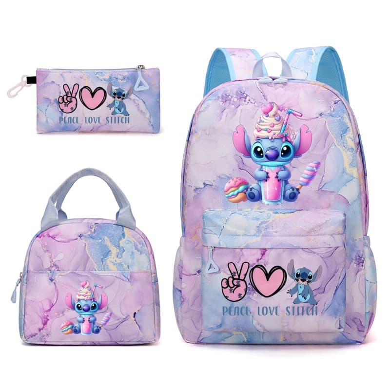 Cross-border hot-selling spot cartoon Stitch primary and secondary school bags backpacks meal bags pencil bags factory direct sales