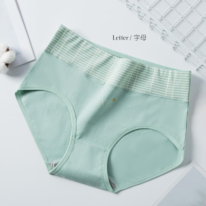 Cotton High-Waist Underwear Breathable Plus Size Printed Women's Tummy Control Triangle Panties Soft Comfortable Cotton Crotch