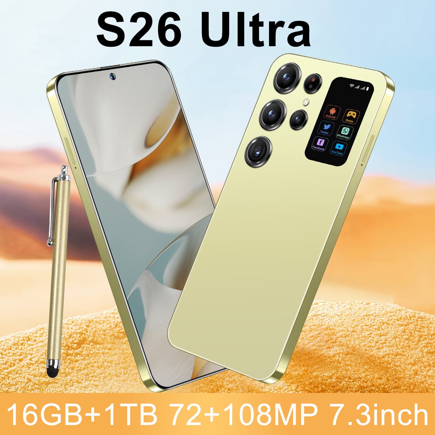 S26Ultra cross-border Tk dropshipping Android 8.1 smartphone 7.3-inch 2+16 HD screen spot low price