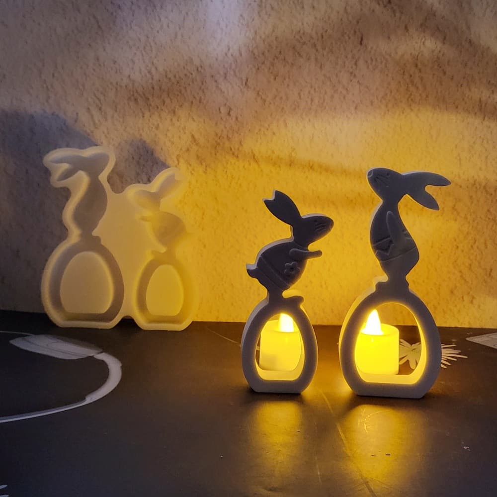 S1270 Rabbit on Eggshell Desktop Decoration Cement Plaster Mold DIY Silicone Mold