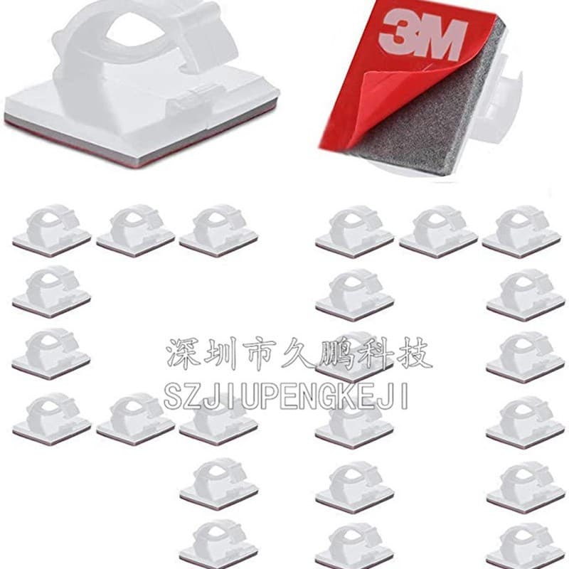 New White 3M LED Strip Fixing Clip White Self-adhesive Fiber Optic Routing Buckle Electrical Wiring Clamp