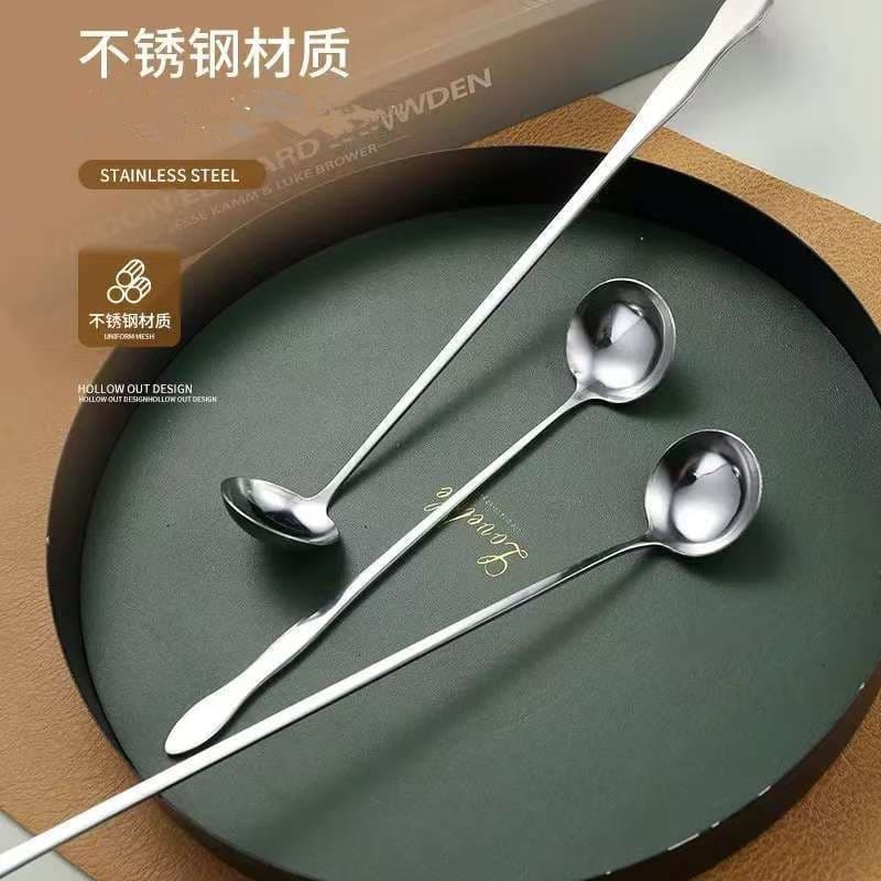 Thickened Long Handle Stainless Steel Oil Spoon, Seasoning Spoon, Honey Spoon, Stirring Spoon, Kitchen Restaurant Hot Pot Spoon, Tableware Oil Spoon