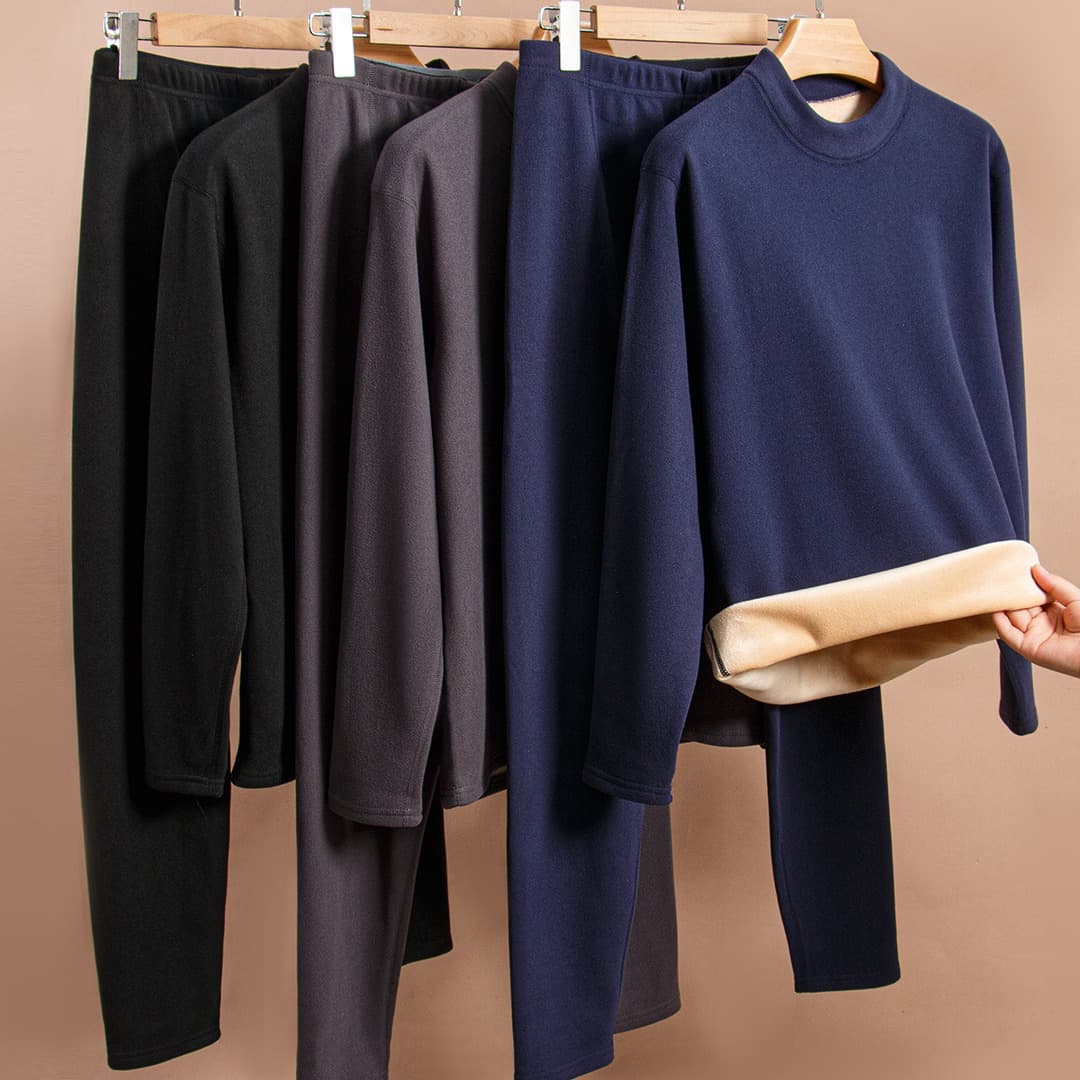 De Rong Thermal Fleece Lined Winter Underwear Set for Middle-aged and Elderly Men, Chinese Style