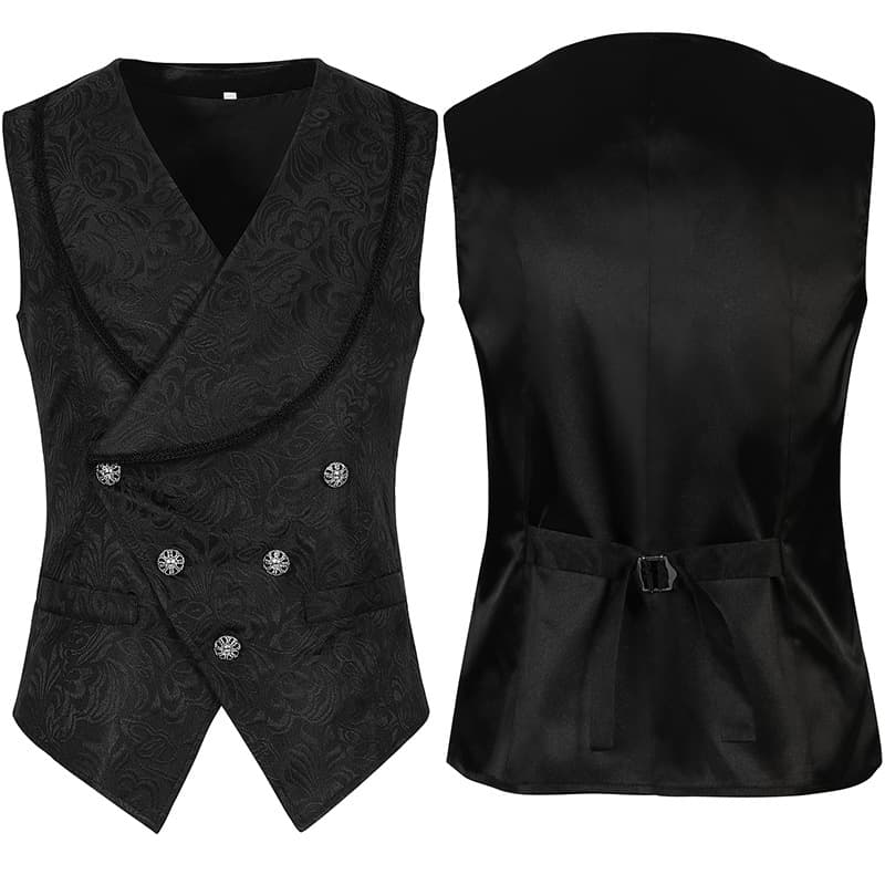 Men's pleated shirt steampunk victorian top with jacquard vest men's retro cosplay