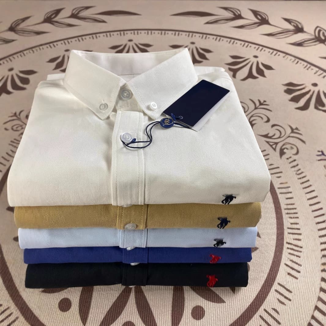 Ralph Lauren Little Pony Label American Shirt Men Embroidered Horse Couple Shirt POLO 100% Cotton Casual Classic Long Sleeve