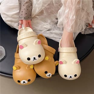 Parent-Child Summer Slippers 2025, Croc-Style Anti-Slip Fashion Outdoor Wear, Wrap-Around Cute Big Head Bear Baby Kids' Sandals