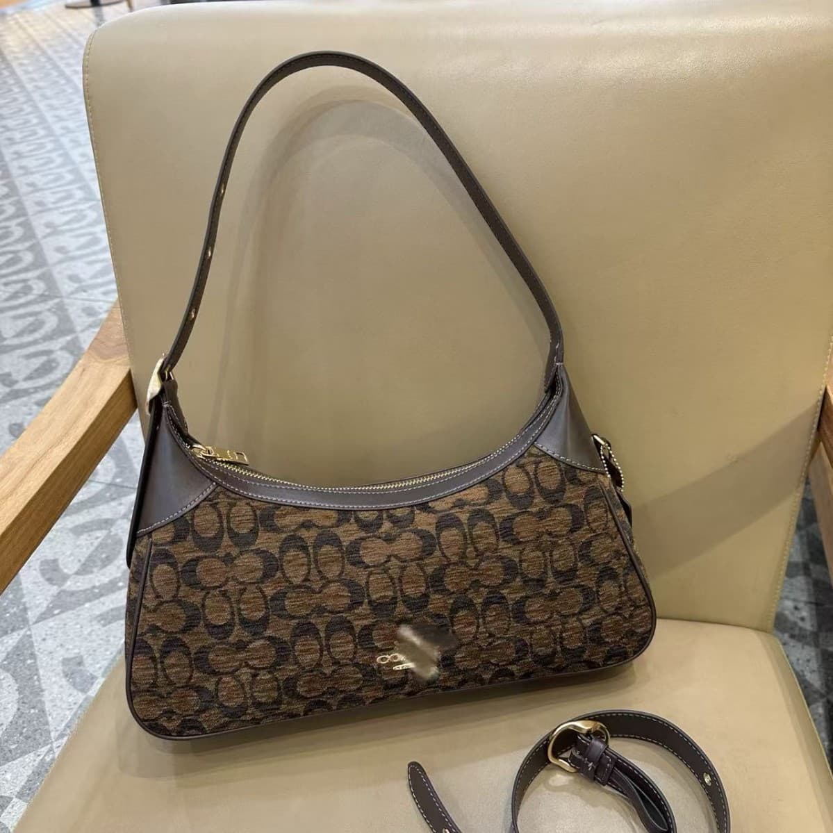 Coach C House New Women's Bag Ella35 Classic Monogram Handbag Shoulder Underarm Crescent Bag Crossbody Tote