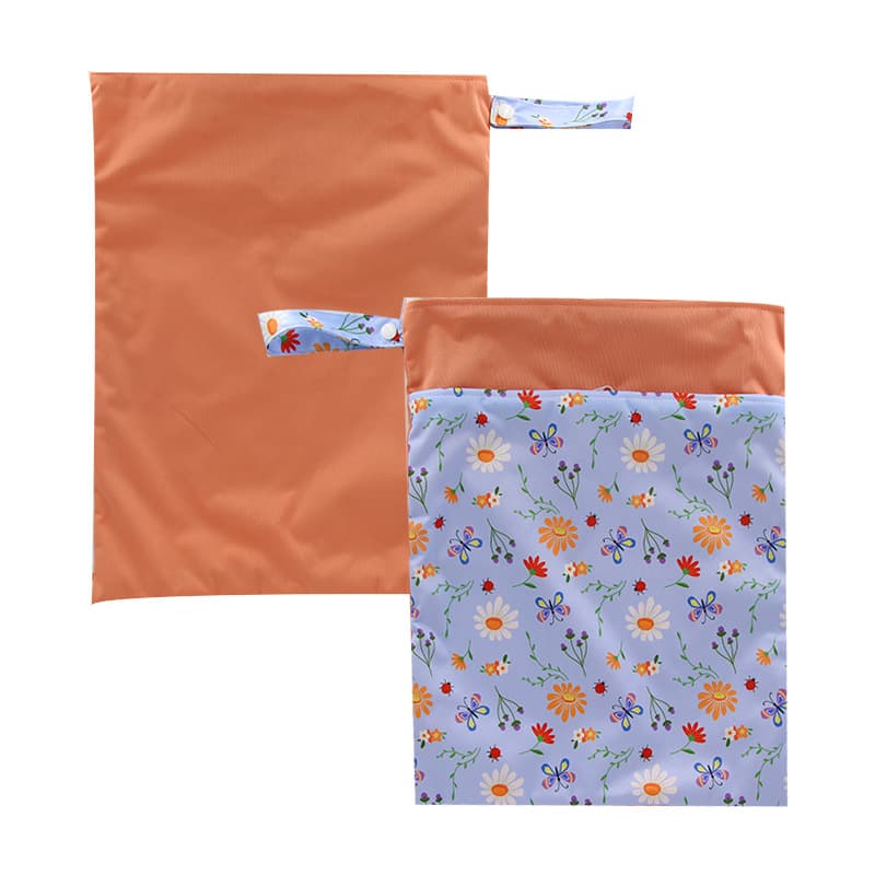 Cross-border Best-selling Double Zipper Patch Diaper Bag Baby Waterproof Wet and Dry Diaper Bag 30x36cm Handheld Diaper Bag