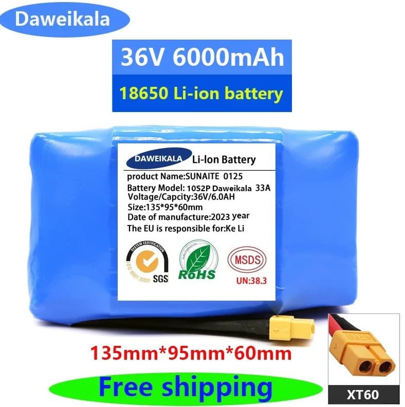 Twist car battery 36V6000AH 10 series 2 parallel lithium battery pack 18650 power battery
