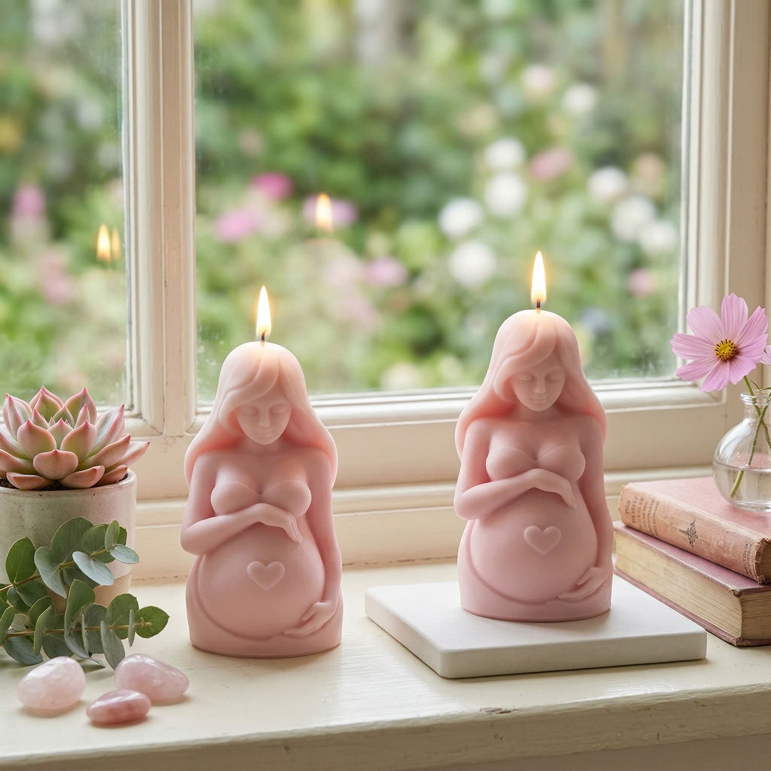 Caifu DIY Love Pregnant Woman Candle Silicone Mold Mother's Day Portrait Scented Candle Holder Decoration Resin Mold