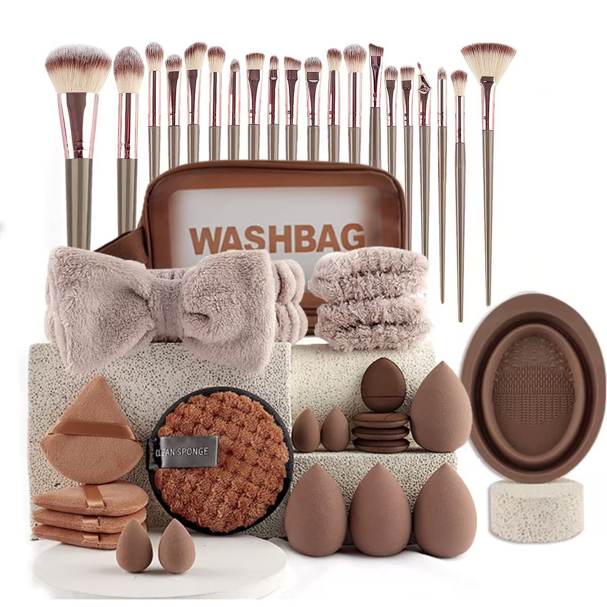 40PC beauty tools large combination set face wash makeup Xiyin temu eye shadow portable makeup set brush set