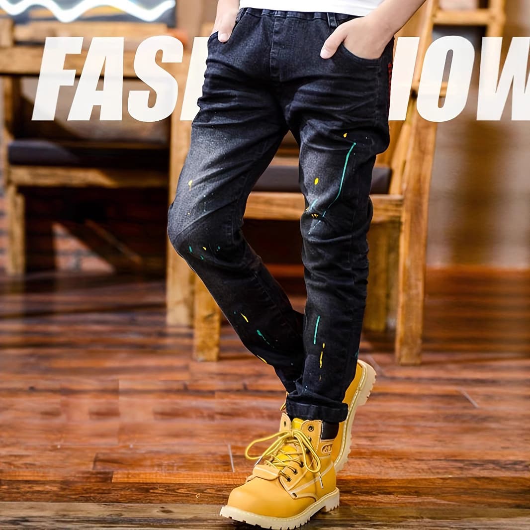 Spring Autumn New Kids Clothing Boys Patchwork Jeans Spring Autumn Cotton Pants Drop Shipping