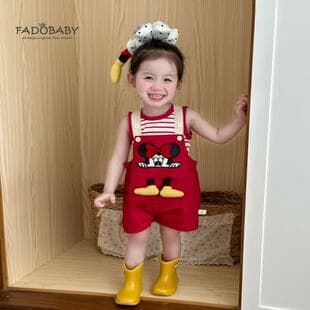 Kids [Cotton Overalls] Set New Summer Baby Girl Trendy Korean Style Vest Cartoon Jumpsuit Shorts
